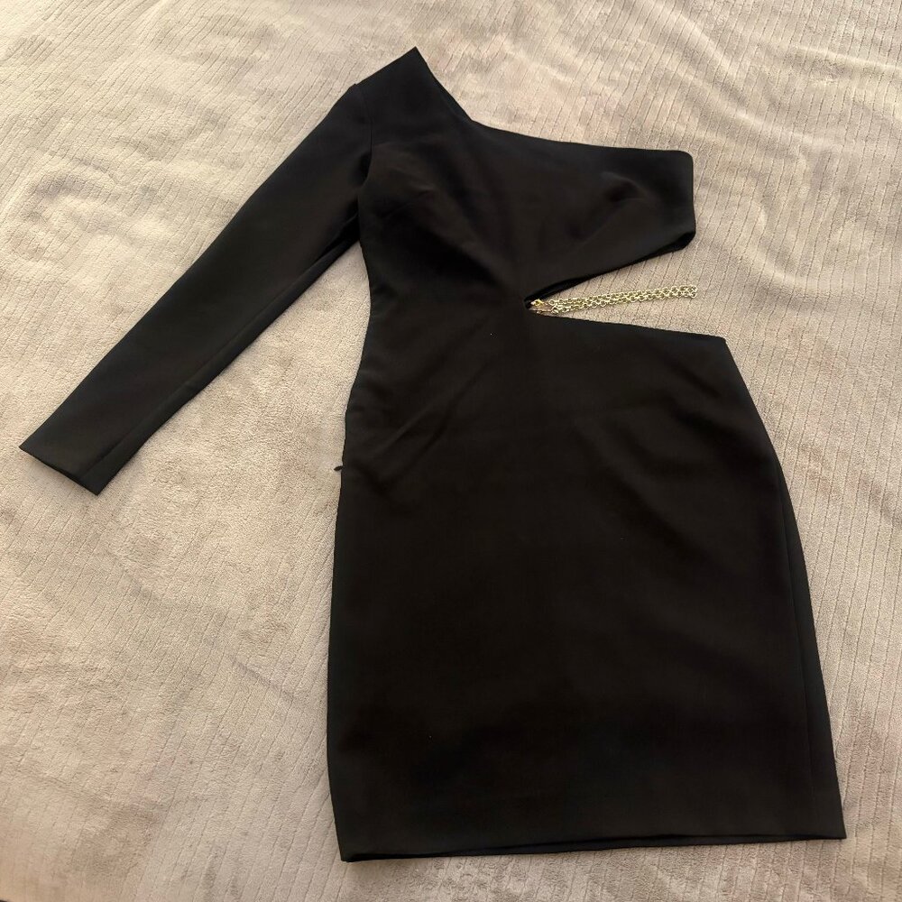 Zara chain trim asymmetric dress size small black